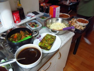 The first half of the Christmas dinner spread.